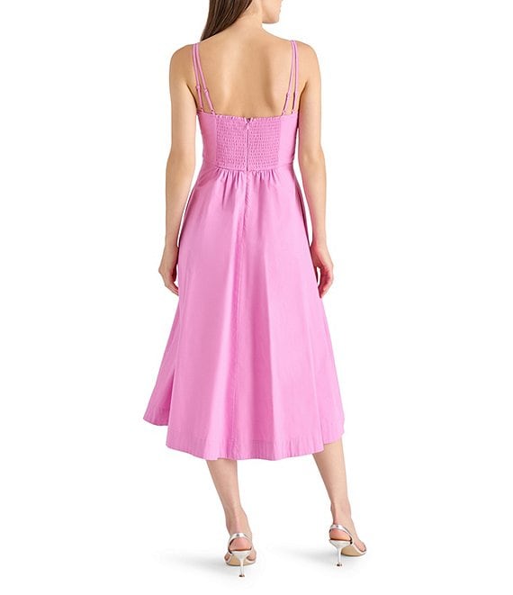Pink Sweetheart Neck Sleeveless Midi Dress