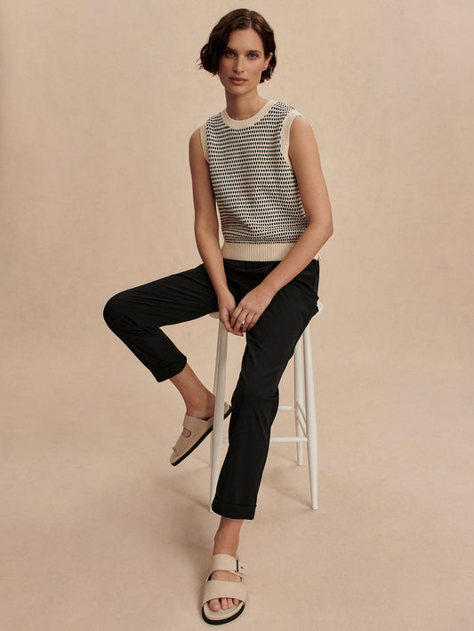 Black Alana Slim Tapered Cuff Pant 29"