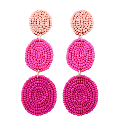 Pink Beaded Drop Earrings