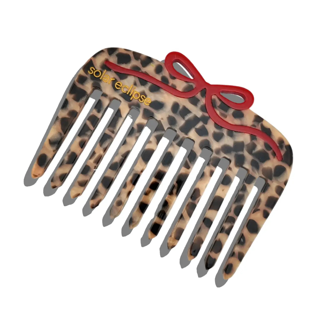 Hand-Painted Leopard Bow Pocket Hair Comb