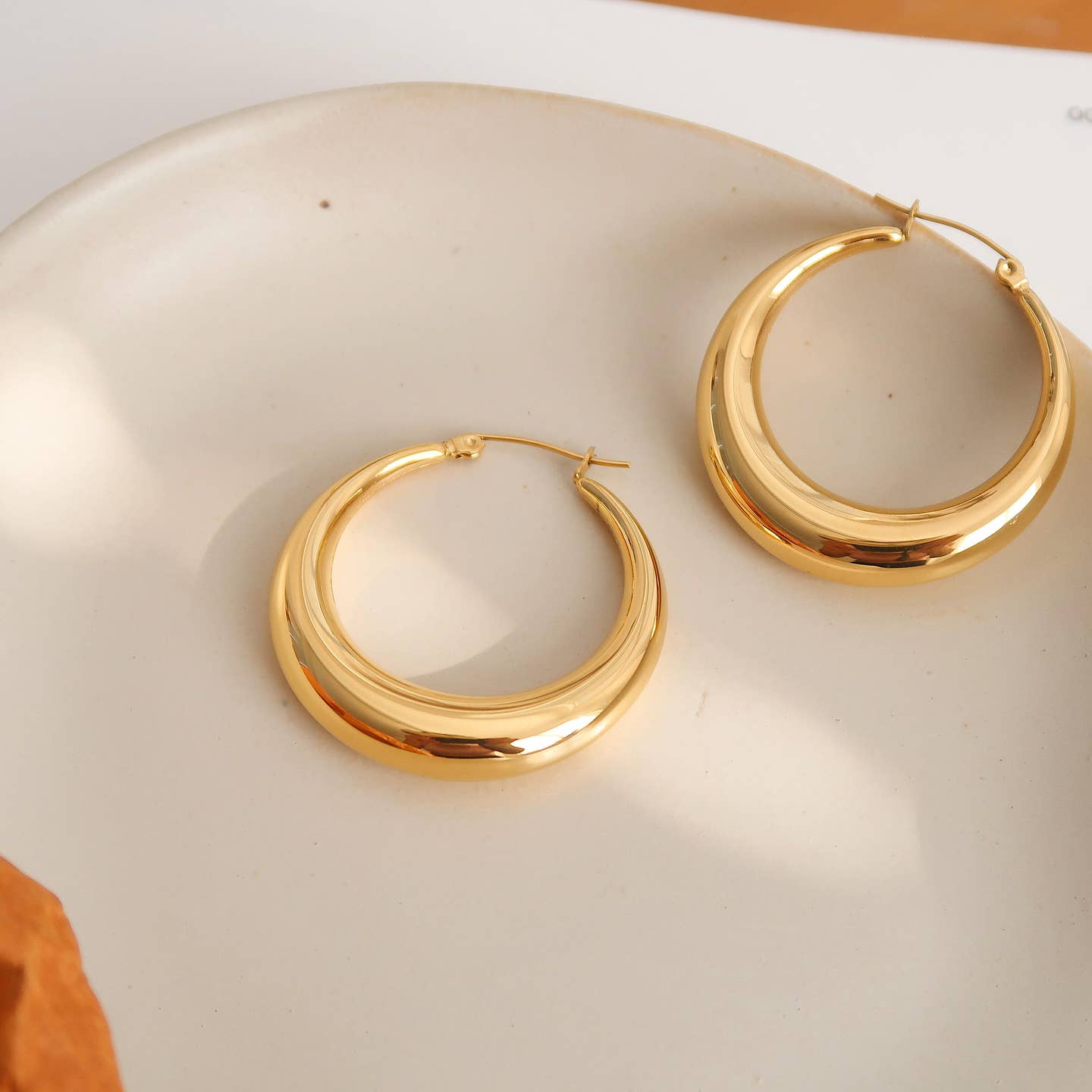 Gold Non-Tarnish Classic Large Hoop Earring