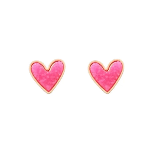 Pink Heart Druzy Earrings