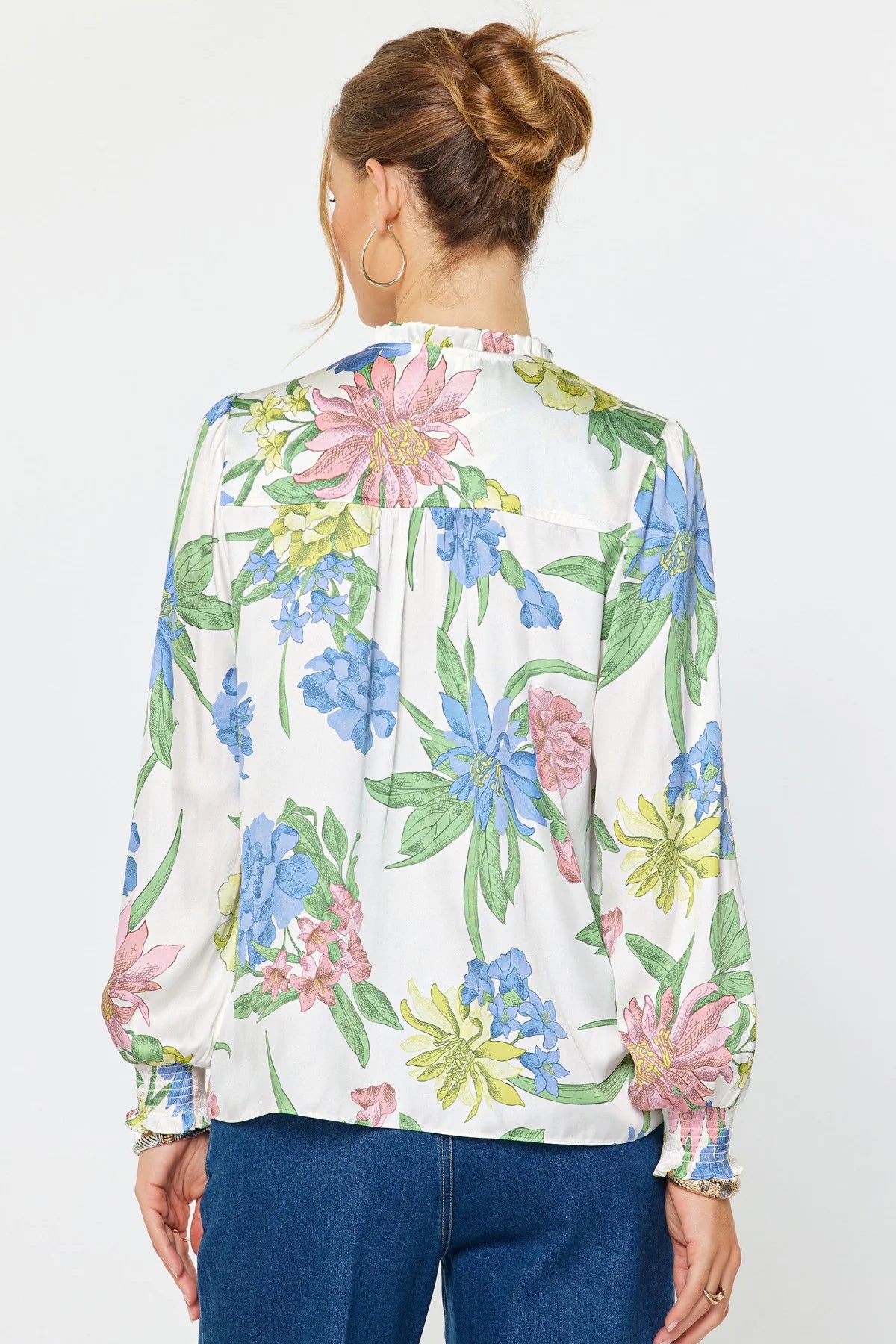 Floral Split Neck Blouse