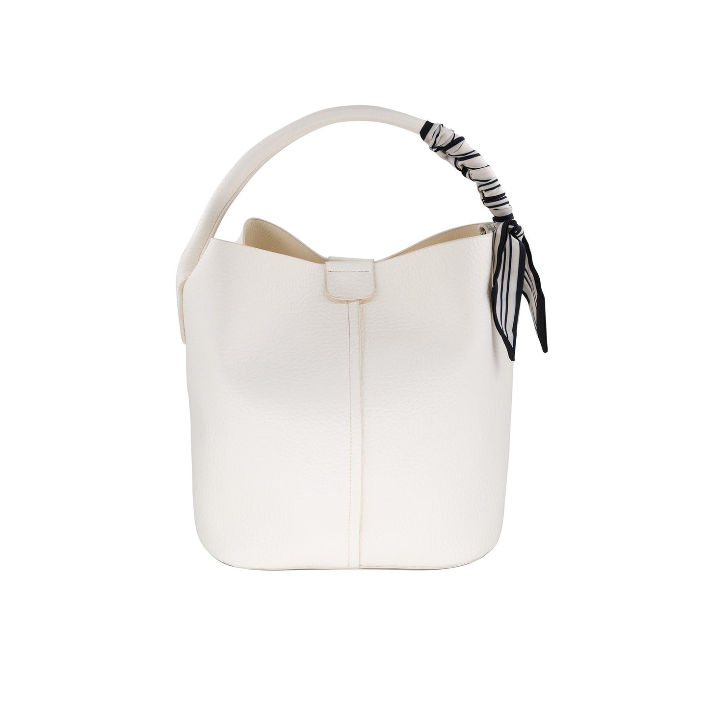 Large White Top Handle Bag With Scarf