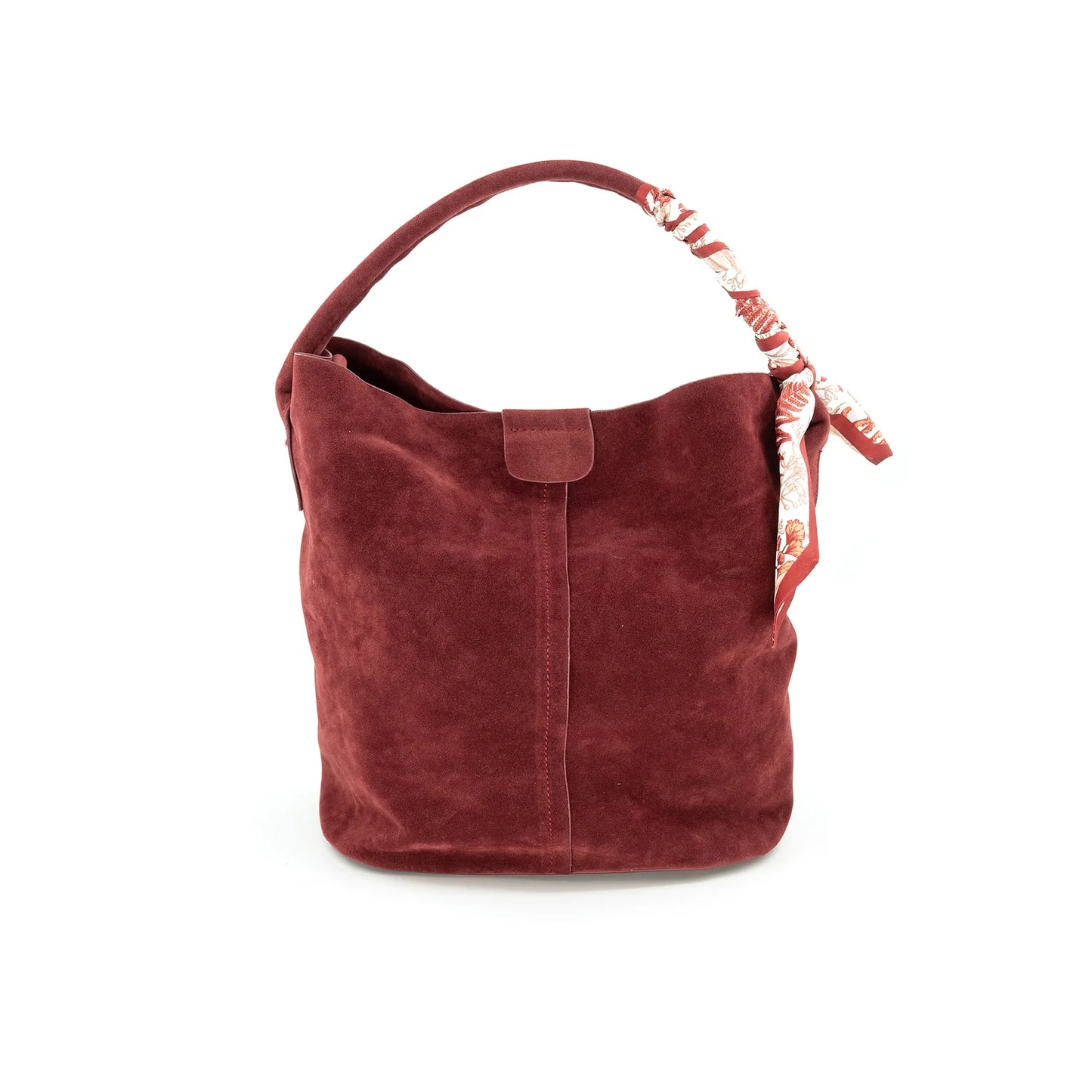 Burgundy Suede Bucket Bag