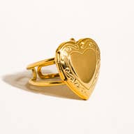 Sefina 18K Non-Tarnish Locket Heart Ring