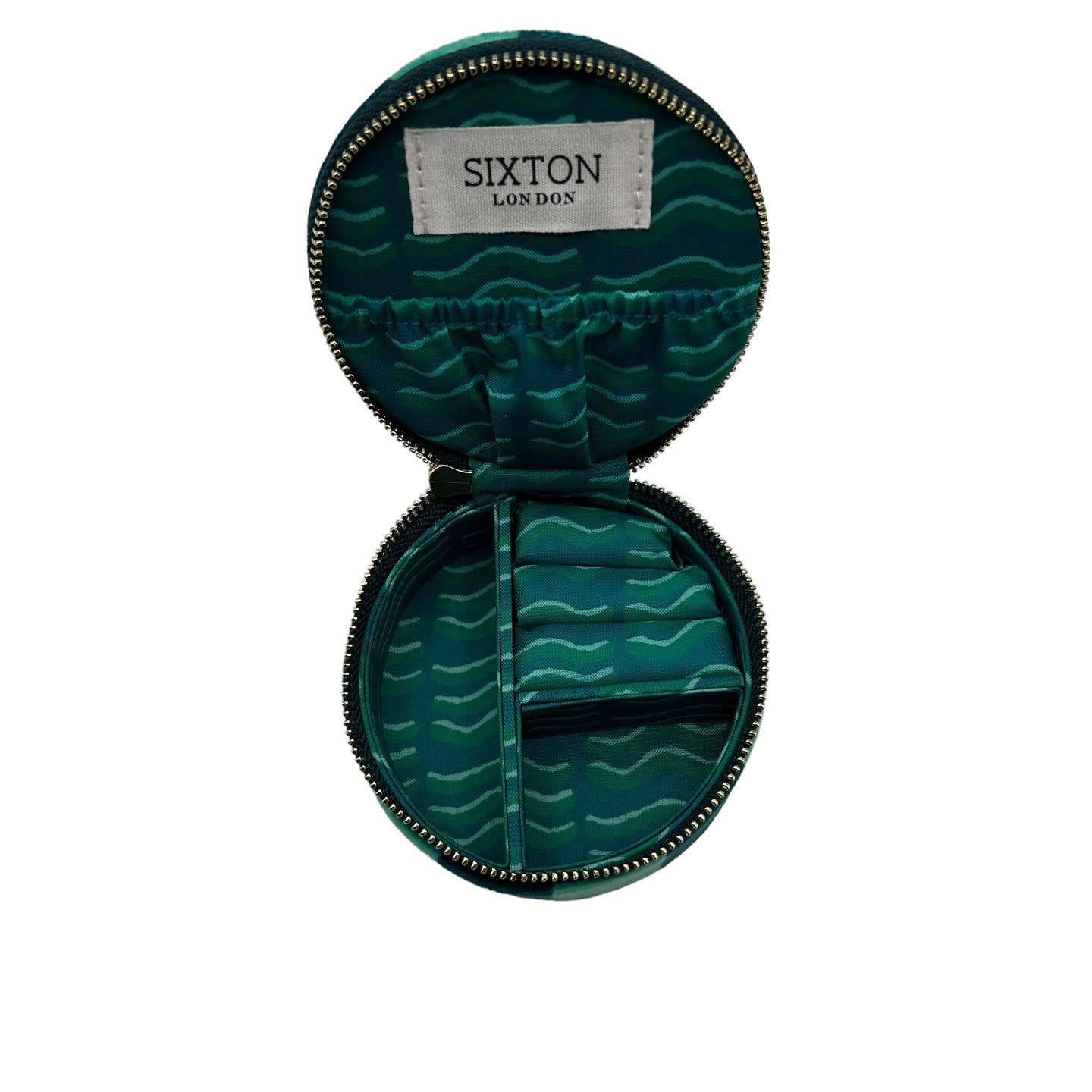 Jewelry Travel Pot in Teal Stripe with Bow