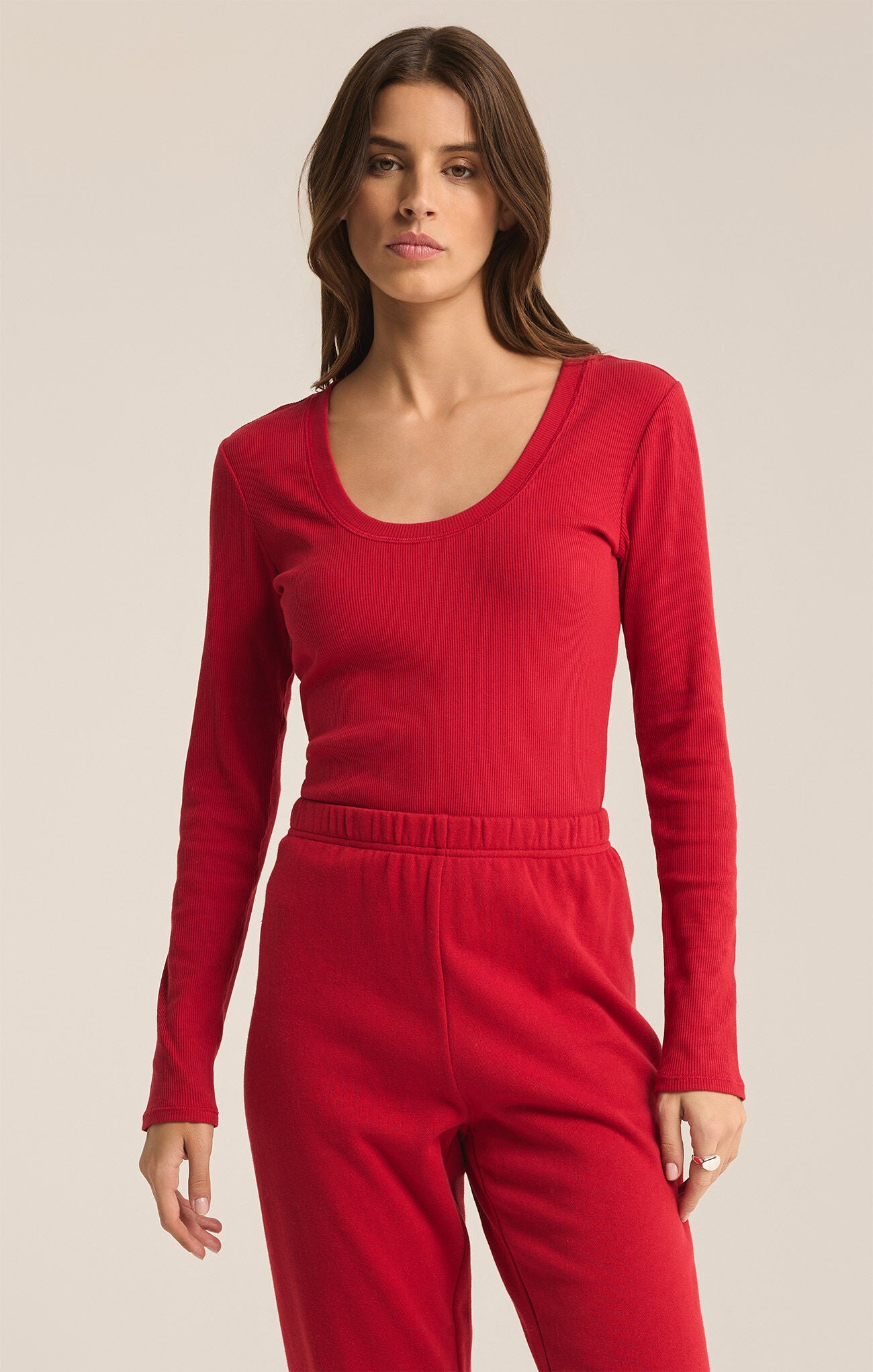 Red Rib Tee Shirt
