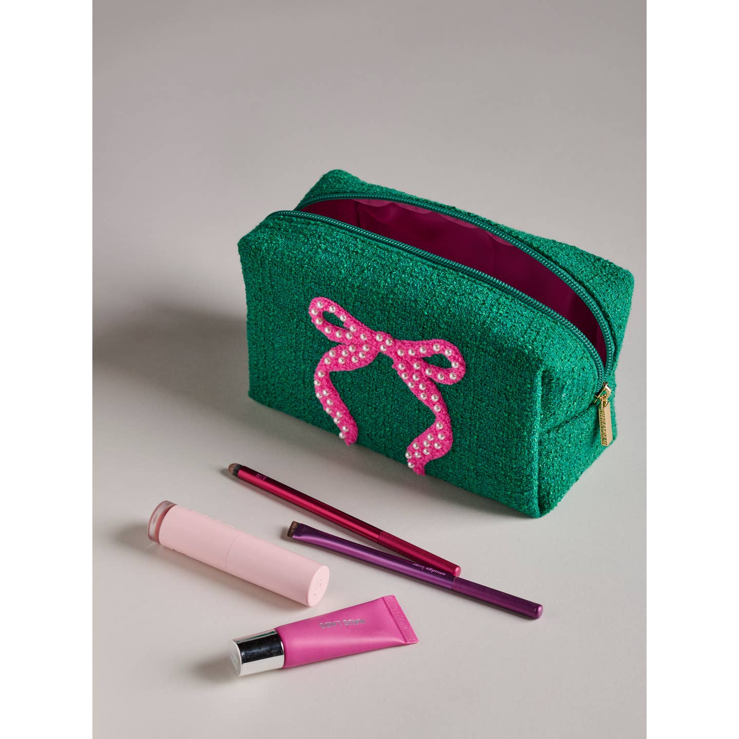 Green Mara Bow Small Zip Pouch