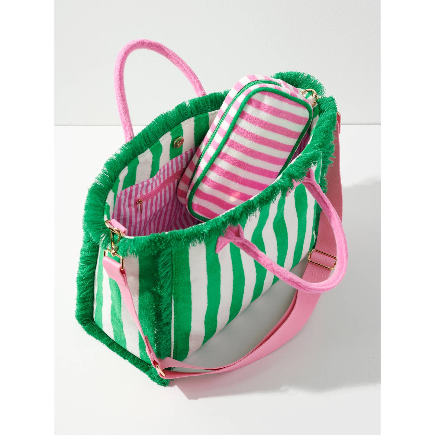 Green Cabana Stripe Tote
