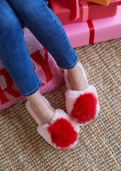 Pink Pom Pom Slippers