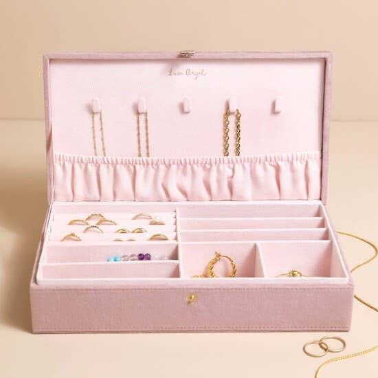 Pink Quilted Velvet Large Jewelrey Box