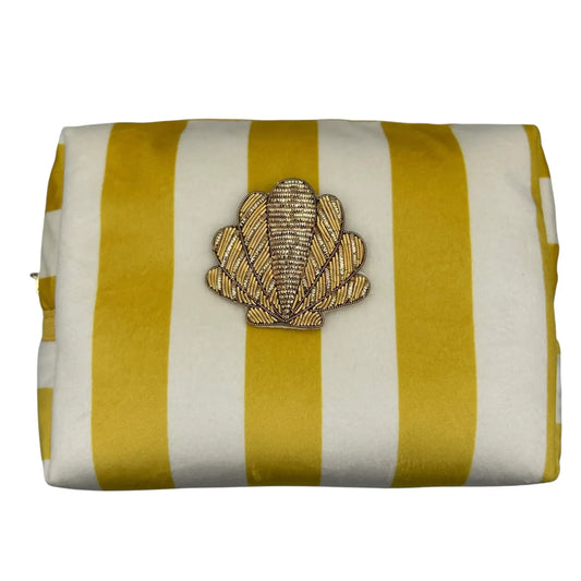 Yellow Stripe Make-Up Bag & Shell Pin