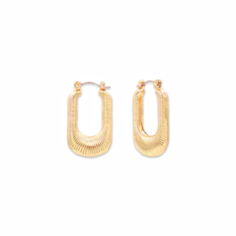 Gold Rounded Rectangle Drop Earring
