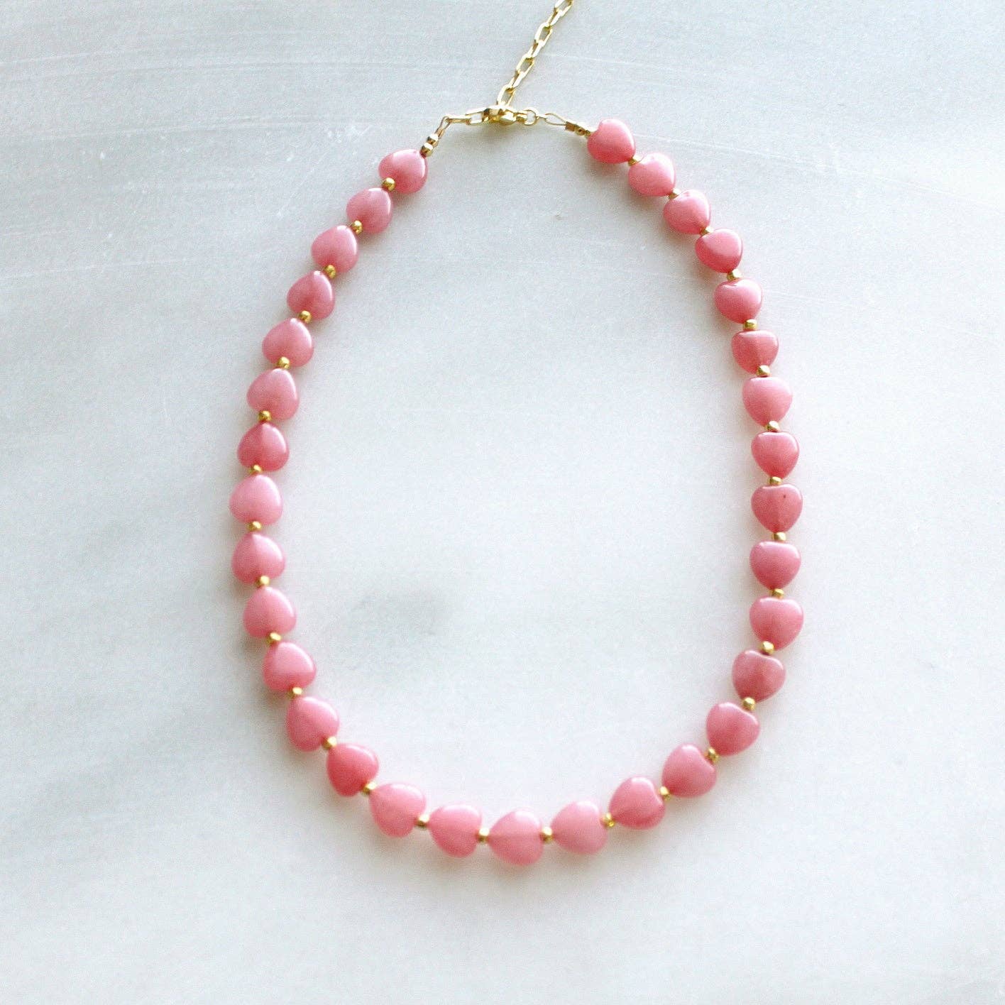 Pink Heart Beaded Necklace