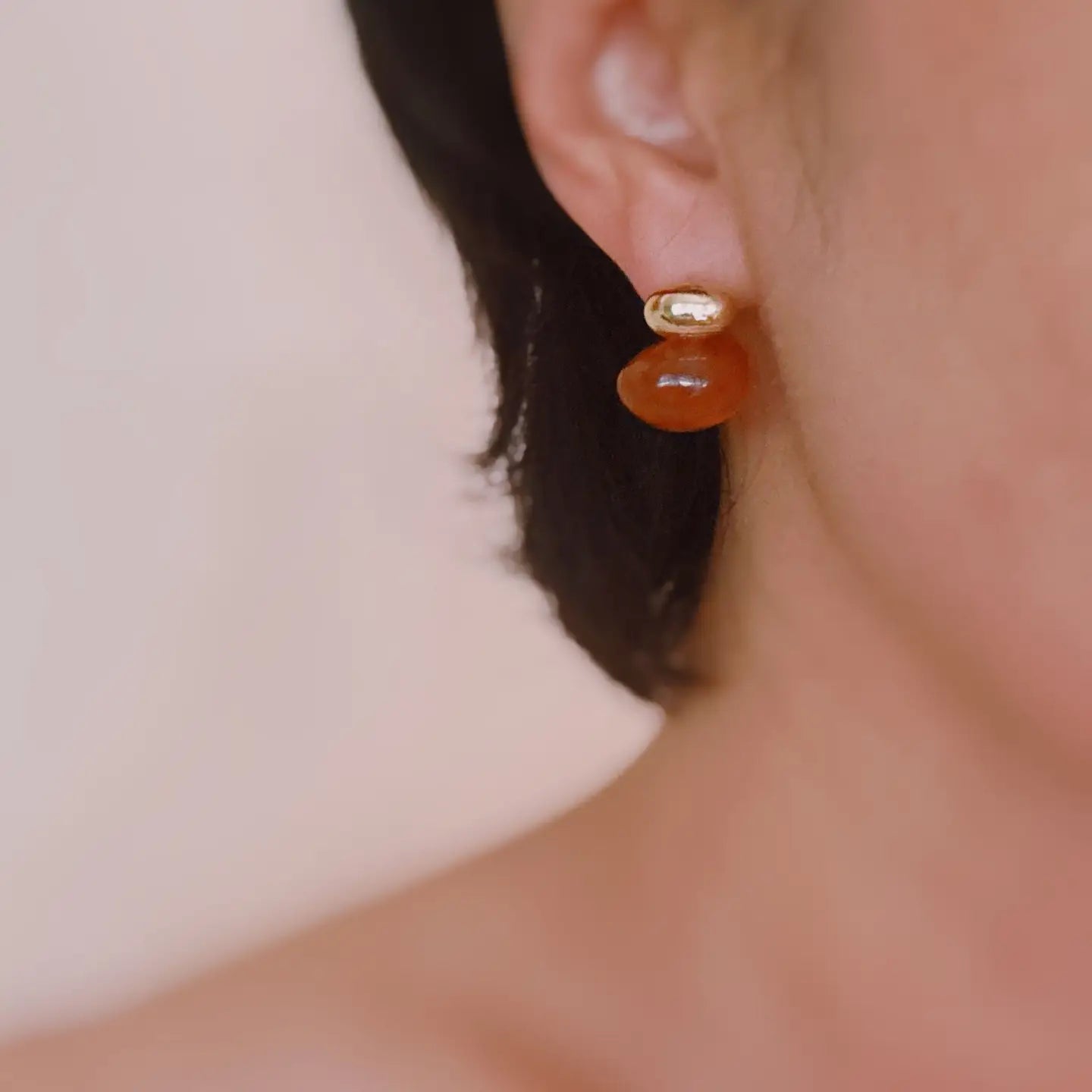 Golden Espresso Drop Stud Earrings