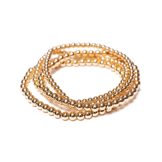 Stack of 4 Gold Beaded Bracelets