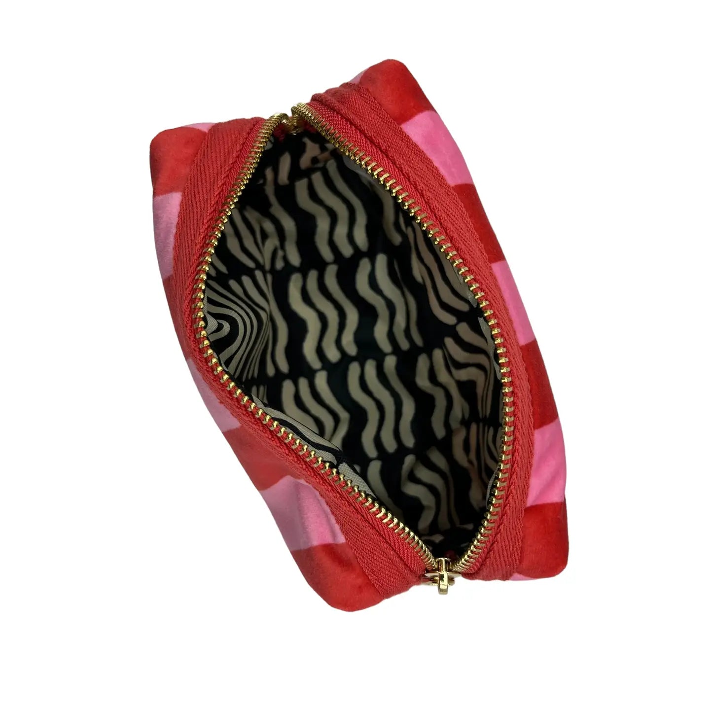 Pink Stripe Make-Up Bag & Leopard Brooch