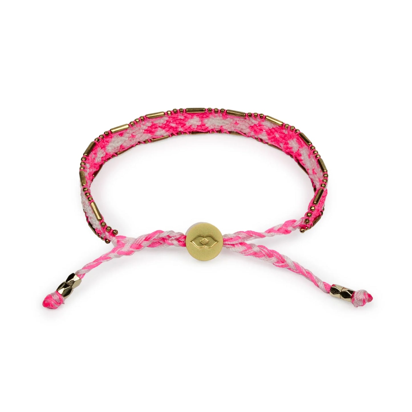 Bali Friendship Bracelet - Neon Pink and White