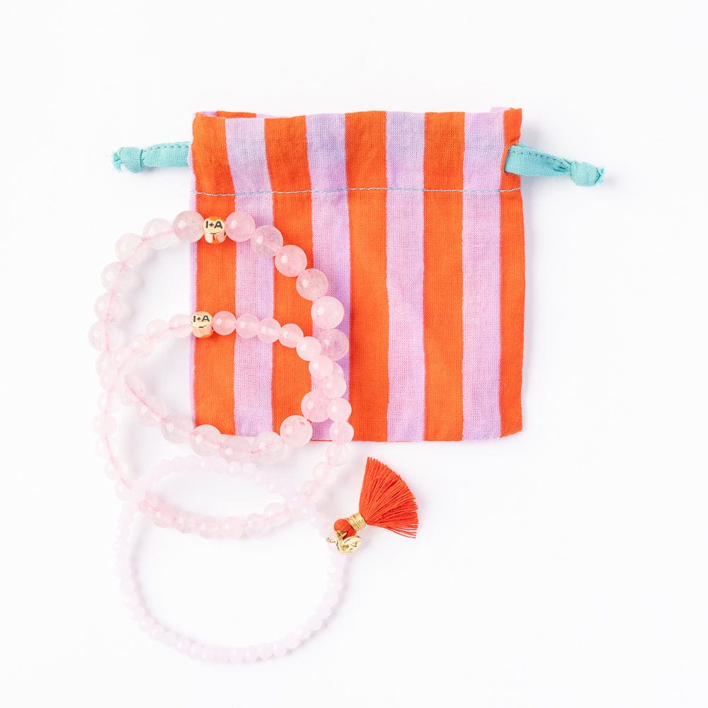 Addison Set Of 3 Stretch Bracelets With Bag Pink