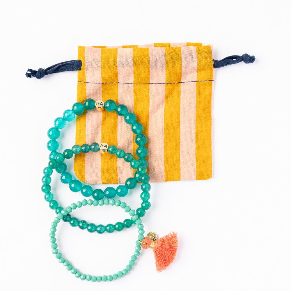 Addison Set Of 3 Stretch Bracelets With Bag Teal (Copy)