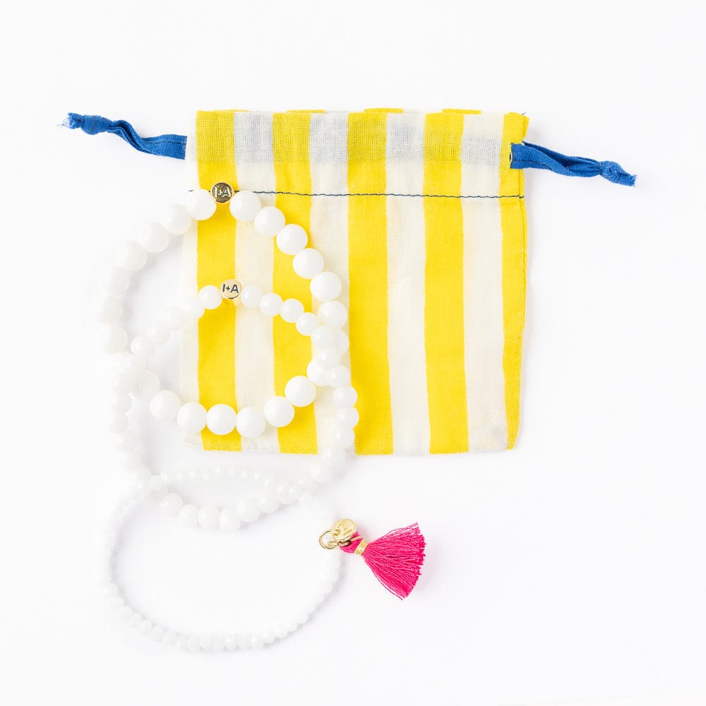 Addison Set Of 3 Stretch Bracelets With Bag White