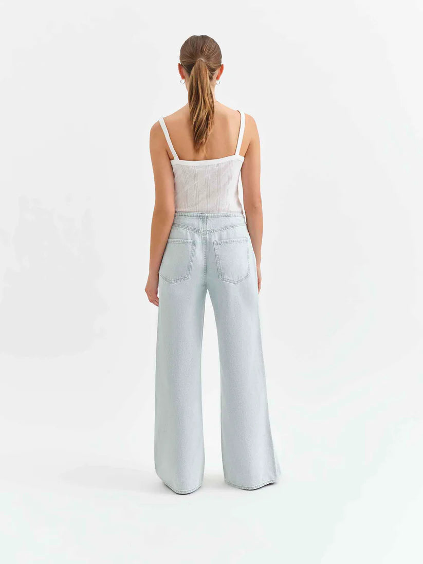 Drawstring Mid Rise Wide Leg