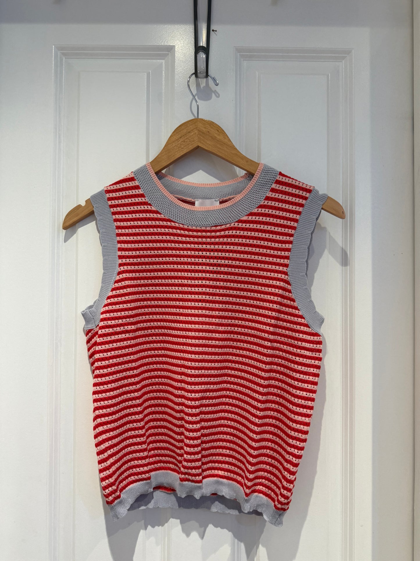 Pink Red Stripe Sleeveless Top