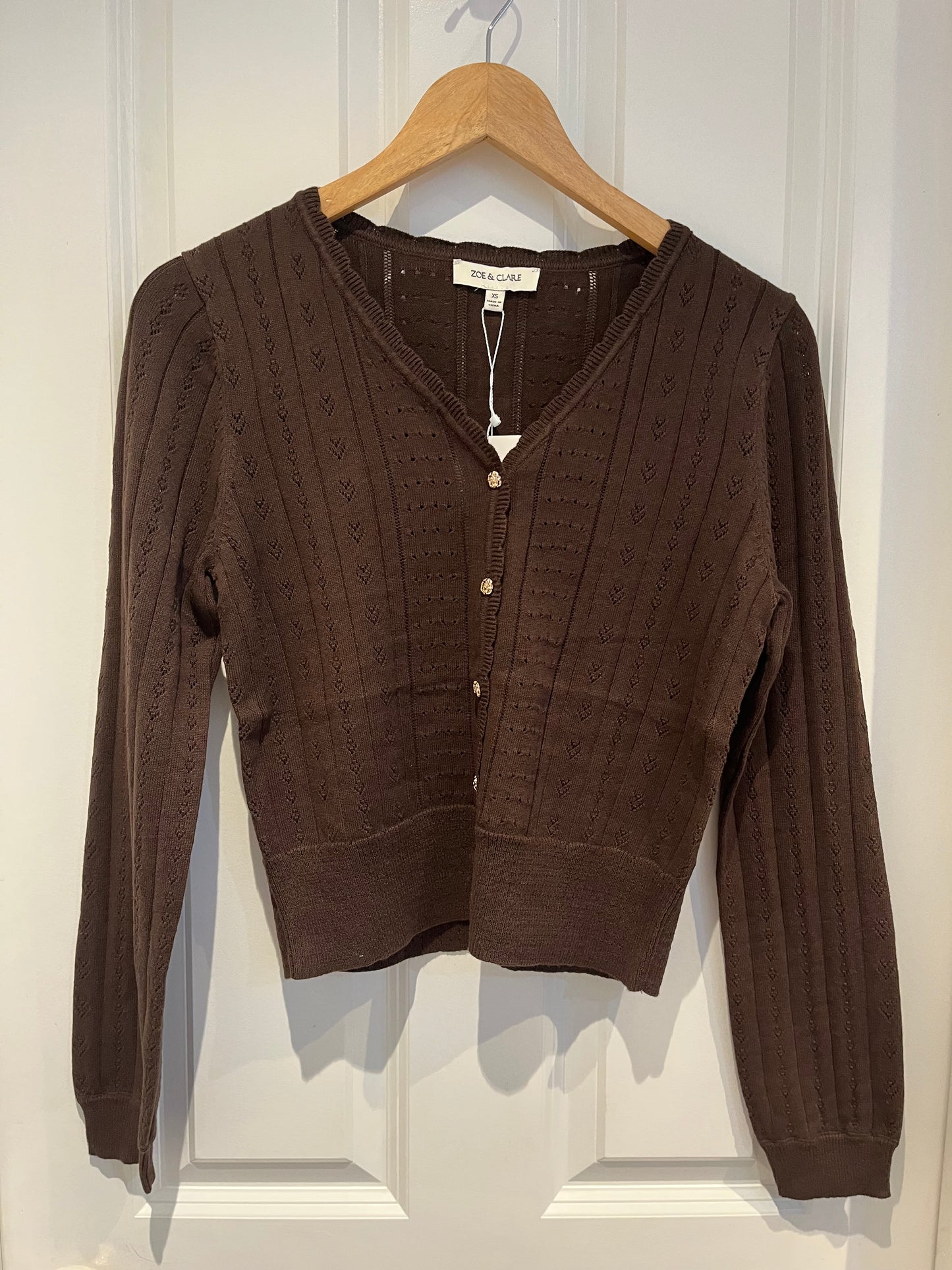 Chocolate Brown Scallop Edge Cardigan