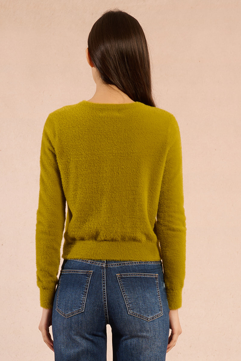 Lime Green Cardigan With Jeweled Buttons