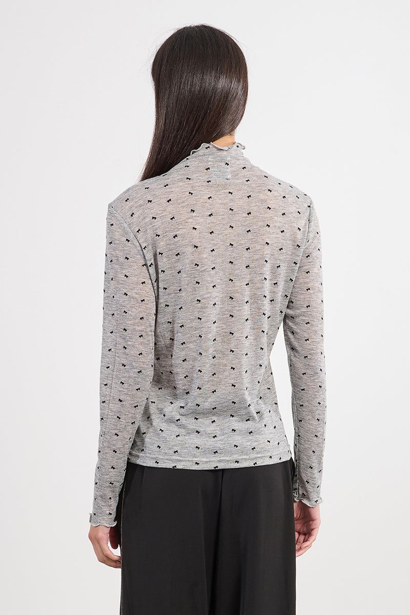 Grey Turtleneck With Bow Detail