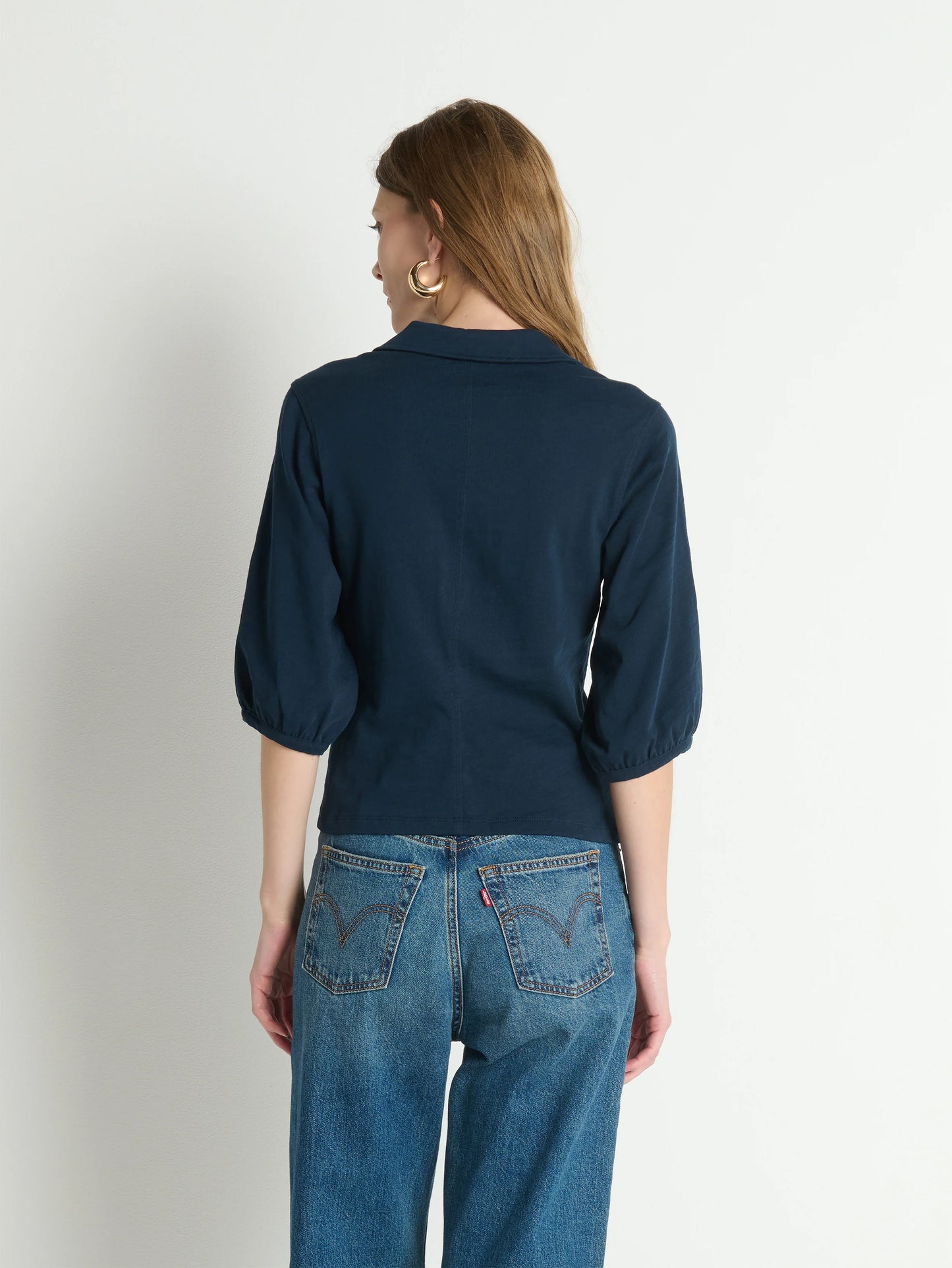 Navy Collared V-Neck