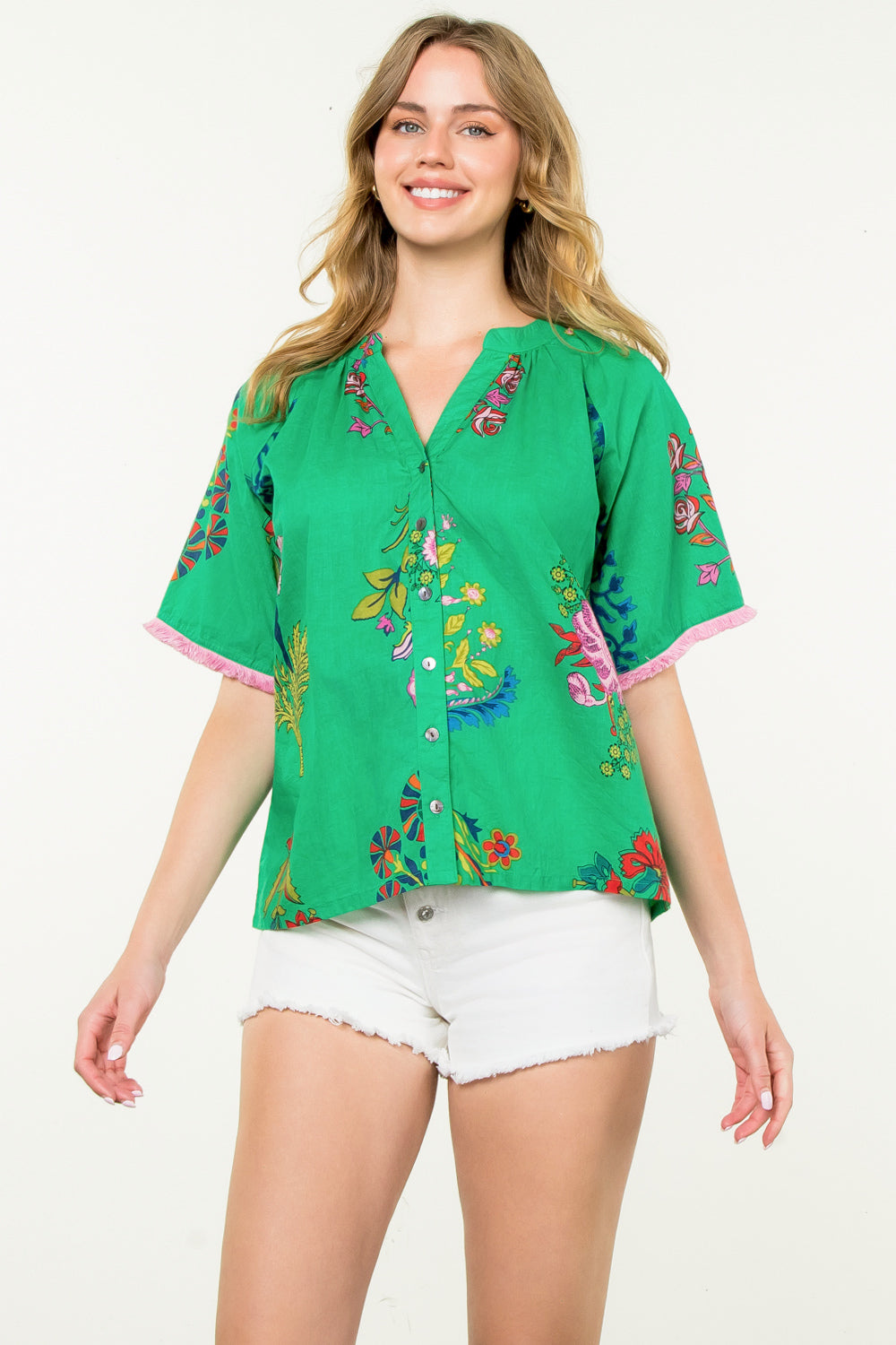 Green Floral Top