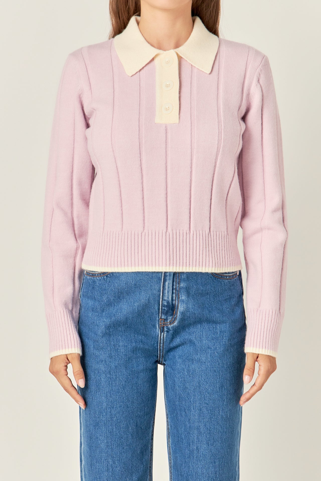 Lilac Polo Knit Sweater