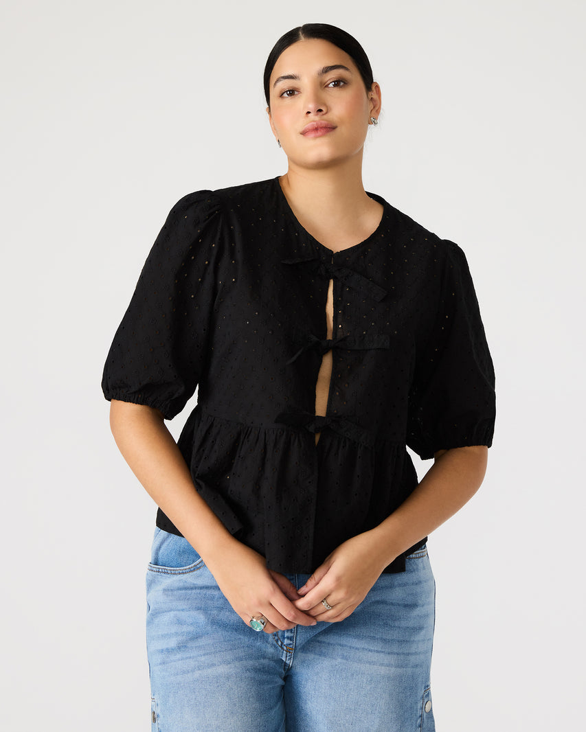 Black Bow White Top