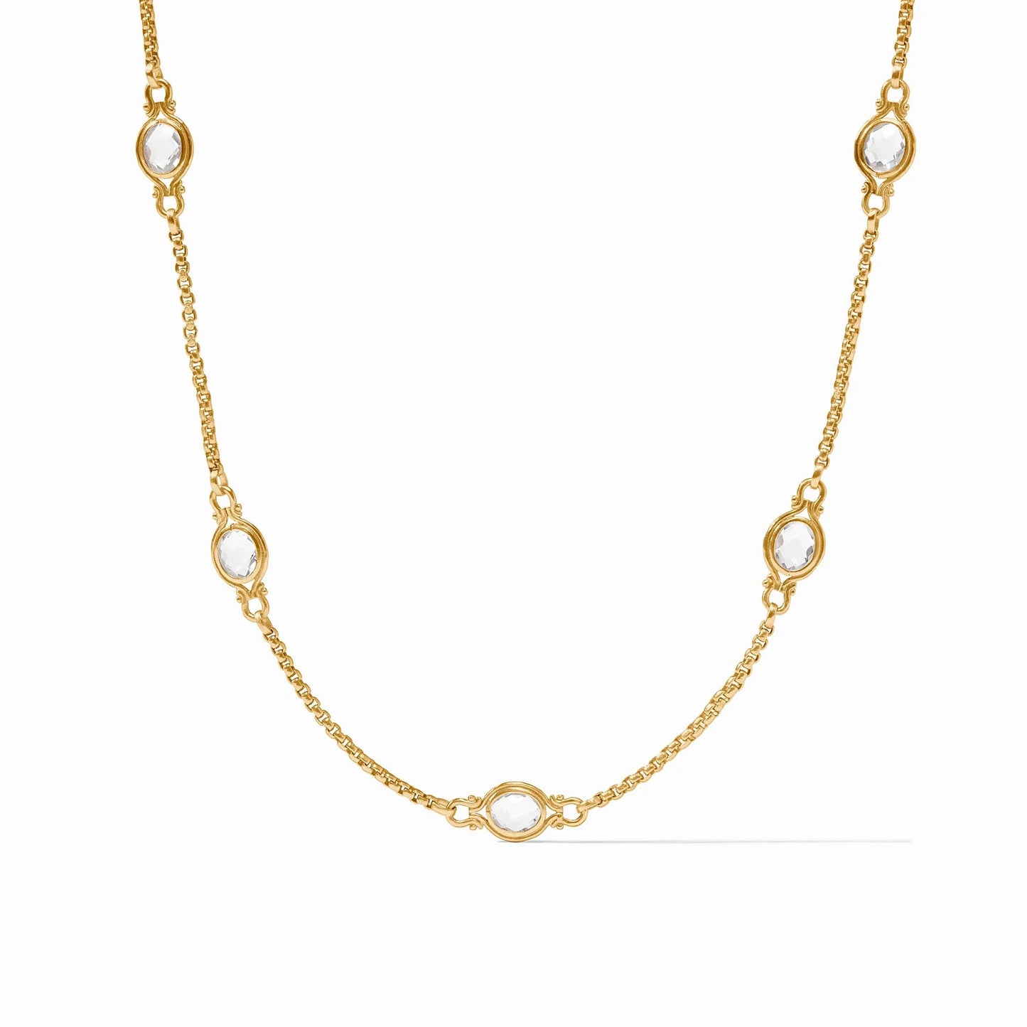 Saratoga Stone Station Necklace - Clear Crystal