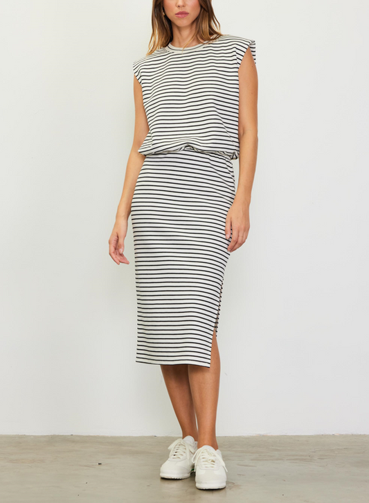 Mid Length Striped Skirt