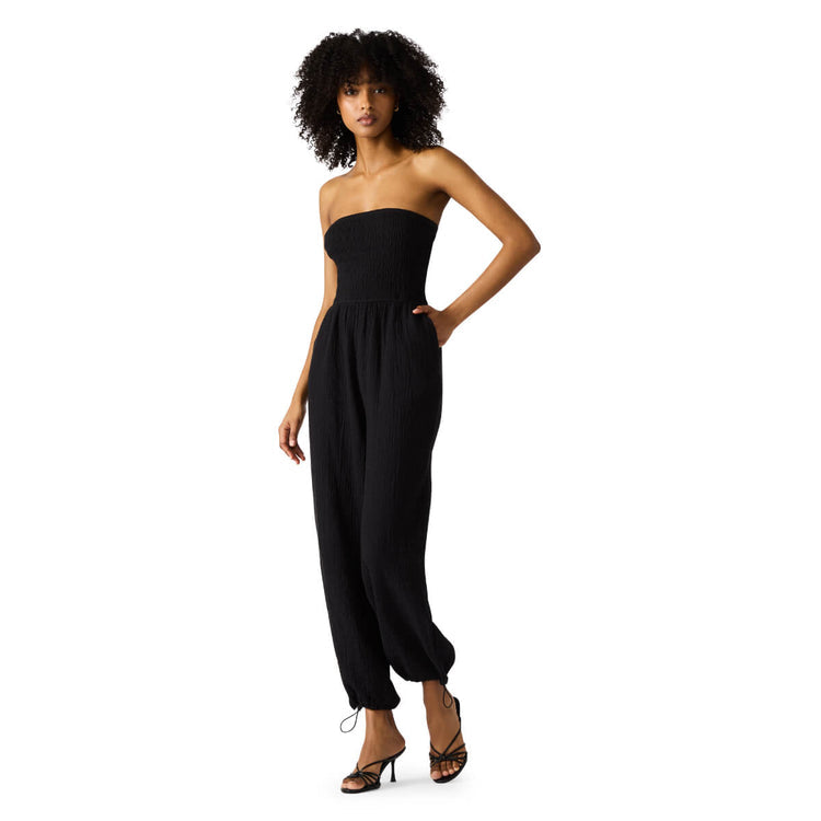 Echo Strapless Toggle Hem Cotton Blend Jumpsuit
