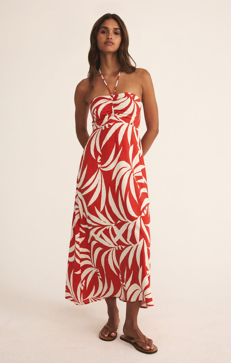 Red Elodi Vacances Midi Dress