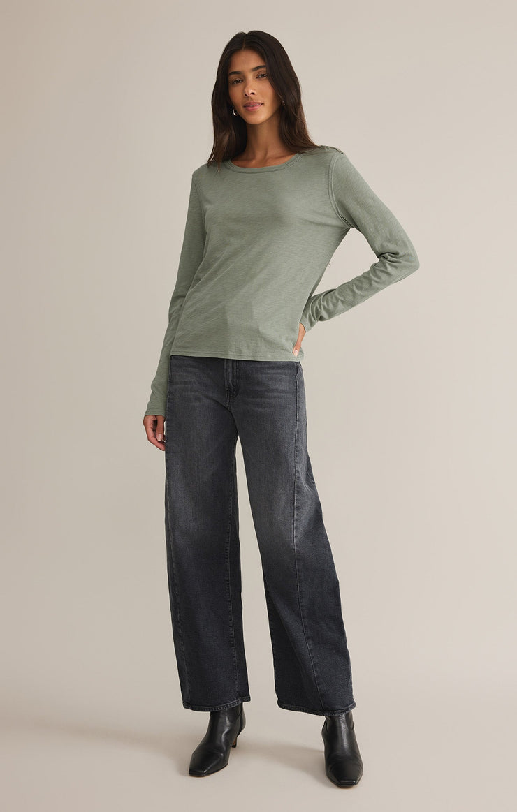 SAGE GREEN ARLET SLUB TOP