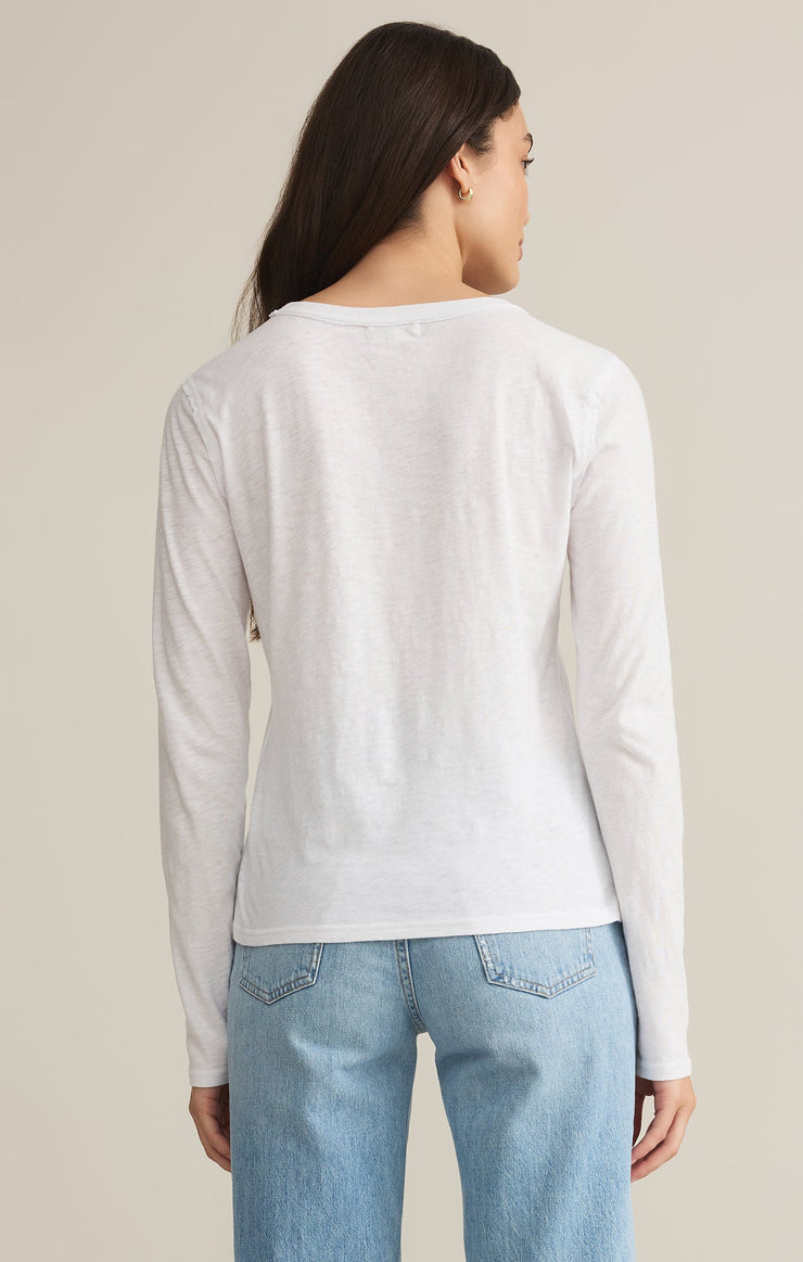 WHITE GREEN ARLET SLUB TOP