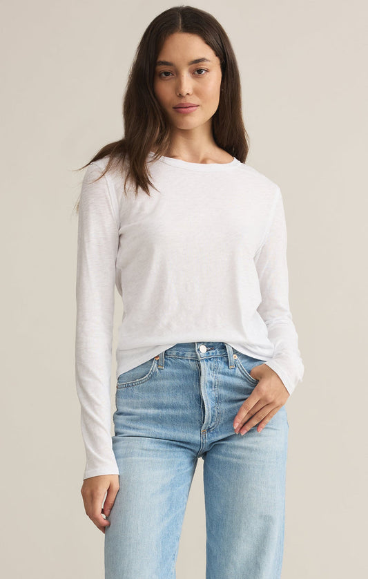 WHITE GREEN ARLET SLUB TOP