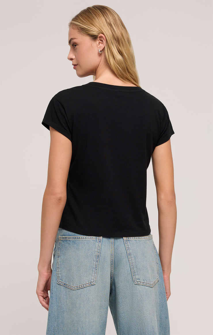 BLACK MODERN V-NECK TEE