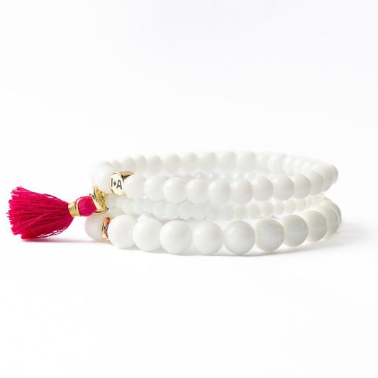 Addison Set Of 3 Stretch Bracelets With Bag White