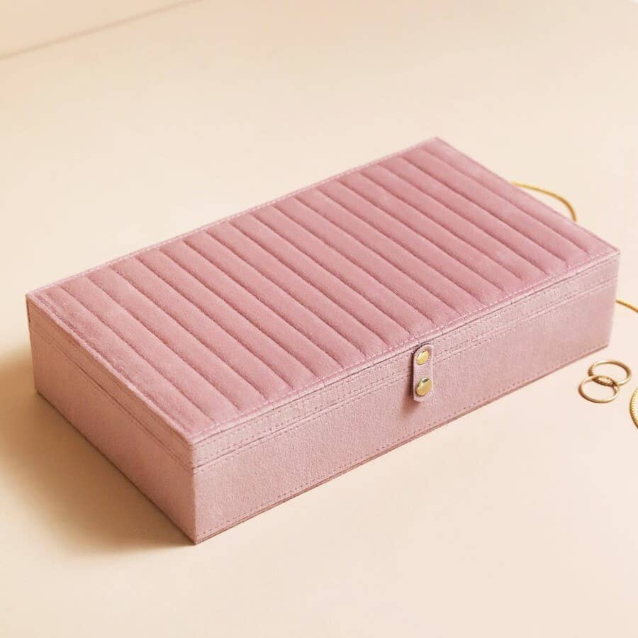 Pink Quilted Velvet Large Jewelrey Box