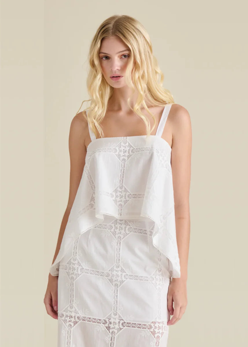 Ainslee Top in Eyelet- Antique White