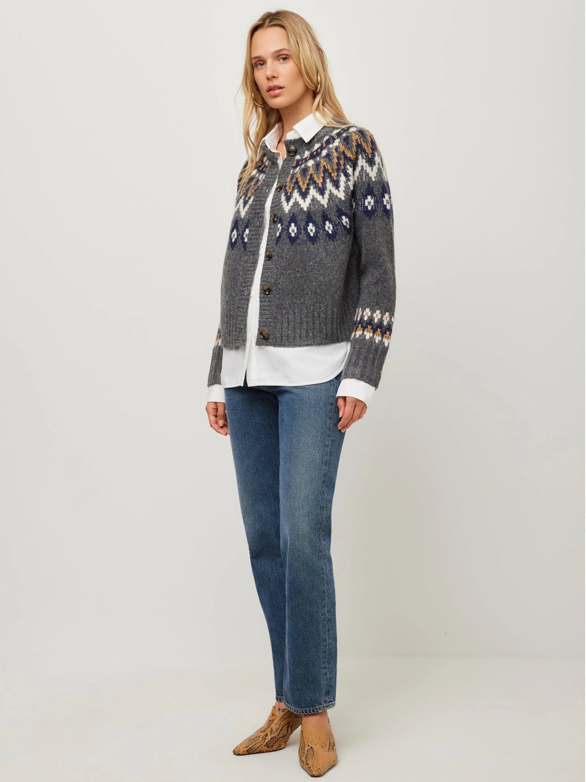 Mixed Media Fair-Isle Cardigan
