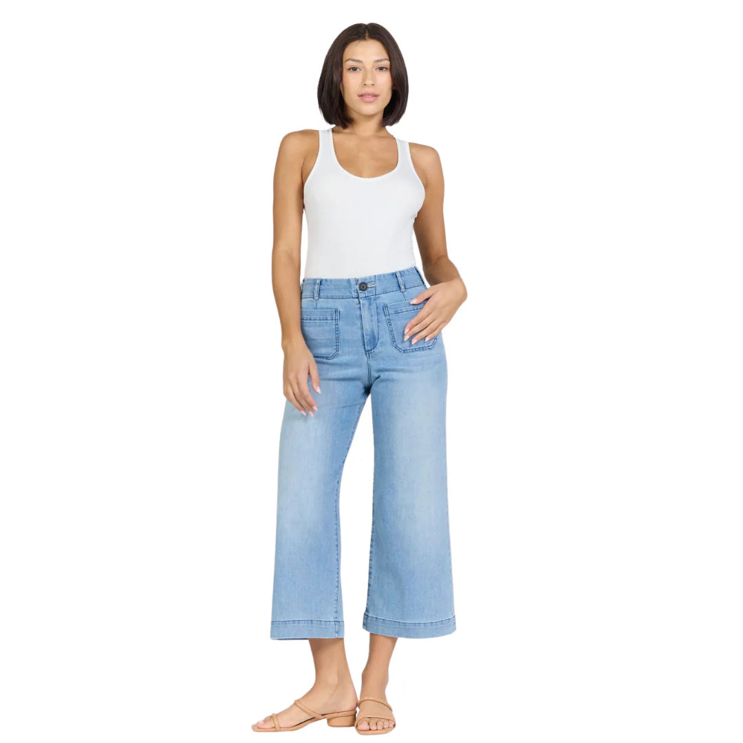 Audrey High Rise Cropped Wide Leg Jean- Eclipse