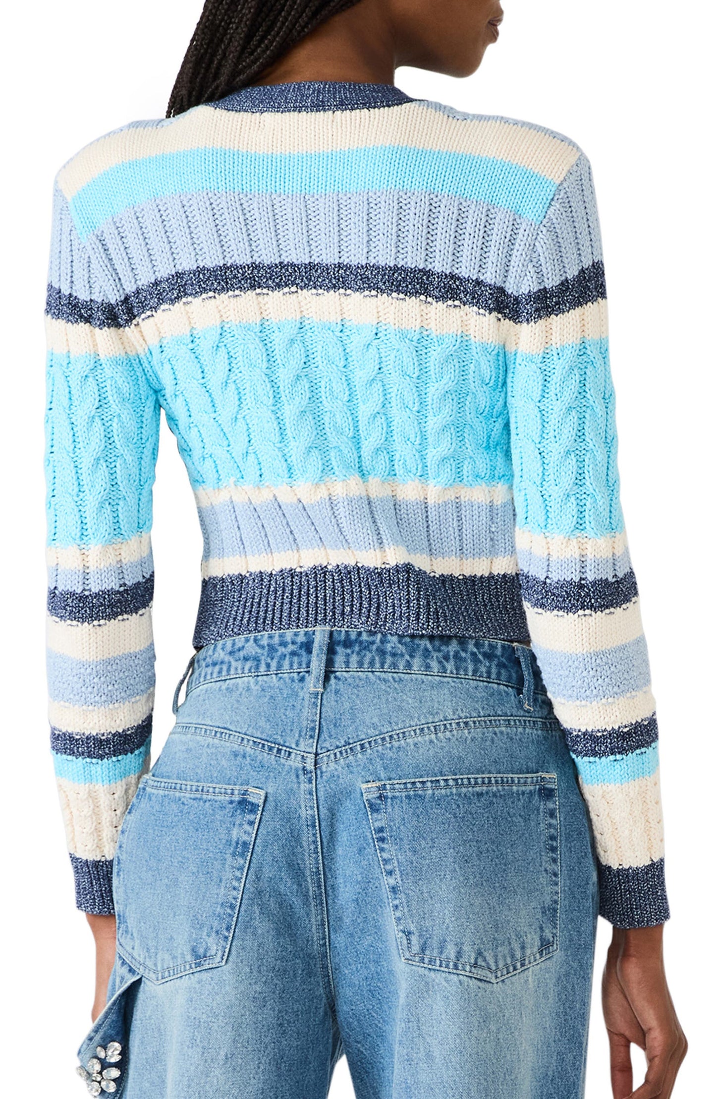 Eviee Cotton Blend Cable Cardigan