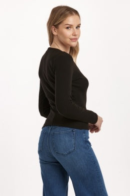 Black V Neck Long Sleeve Top